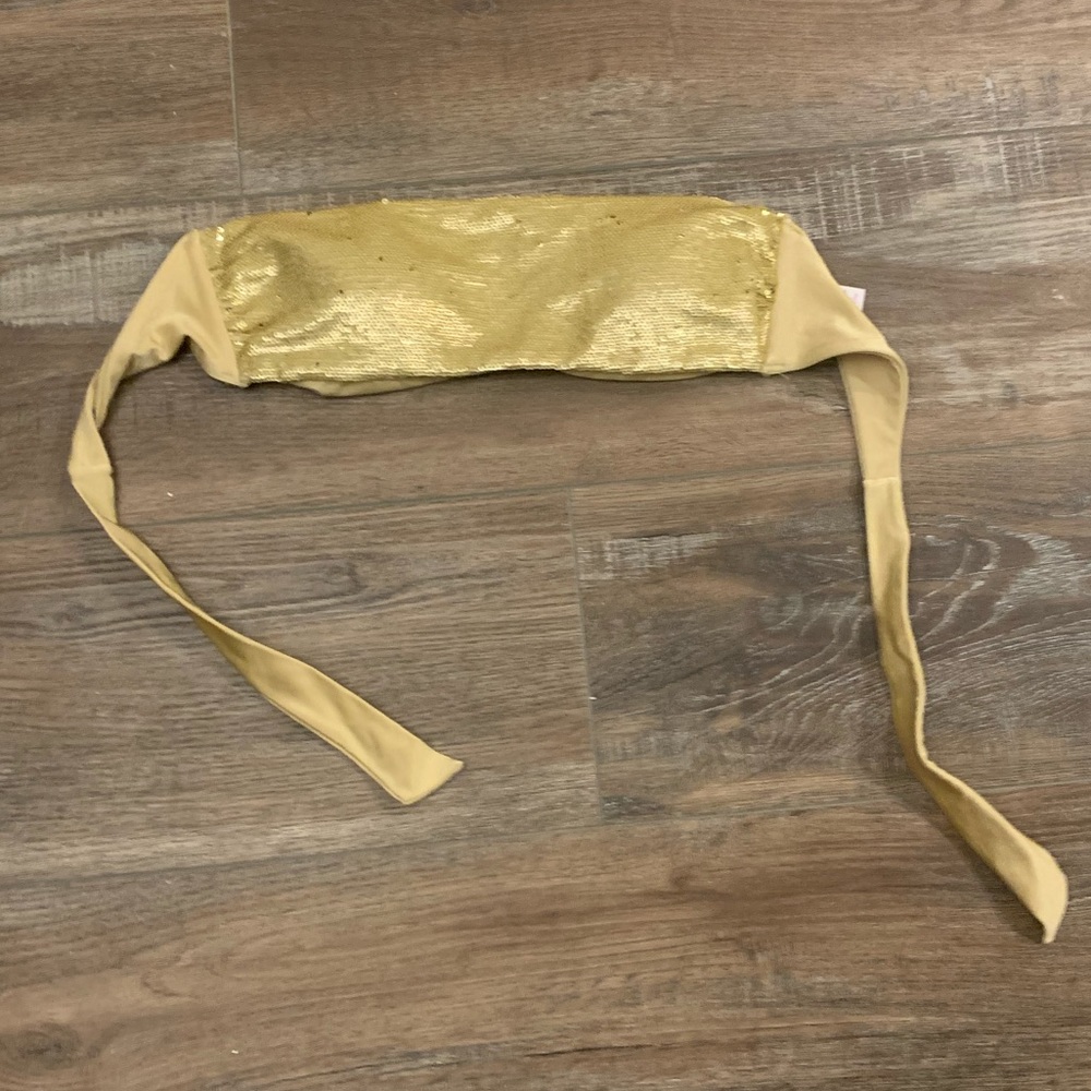 Small gold sequin bandeau swim top